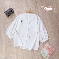 Áo Sơ Mi Thêu Vòng Oval Hoa A1684