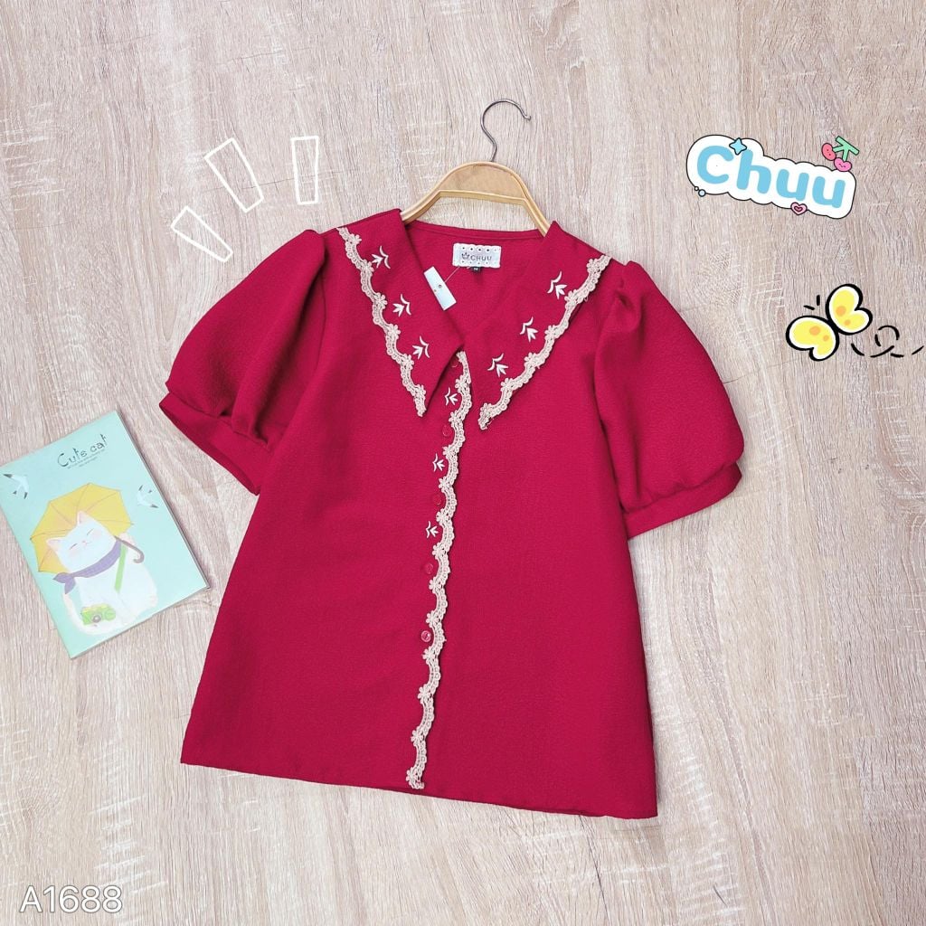 Áo Sơ Mi Xốp Thêu Cỏ Lá AT9002.1688