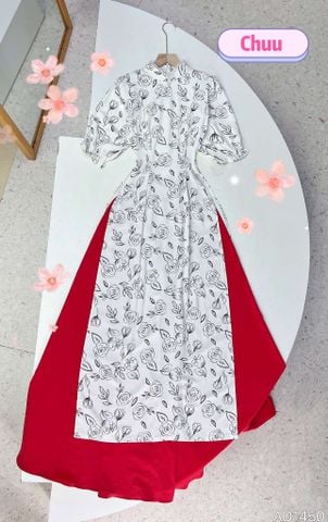 Áo Dài Ren Chữ UUUU AD1450 (áo lẻ)