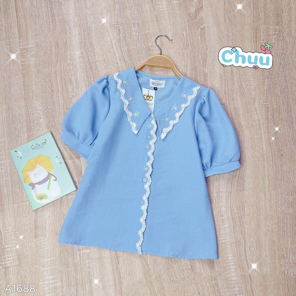 Áo Sơ Mi Xốp Thêu Cỏ Lá AT9002.1688