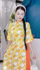 Áo Dài Hoa Nấm Rơm AD1439 (áo lẻ)