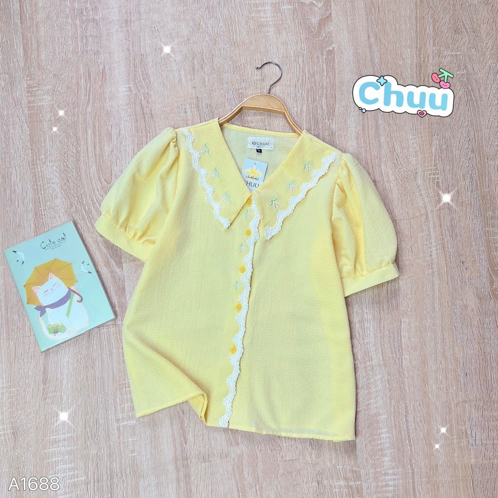 Áo Sơ Mi Xốp Thêu Cỏ Lá AT9002.1688