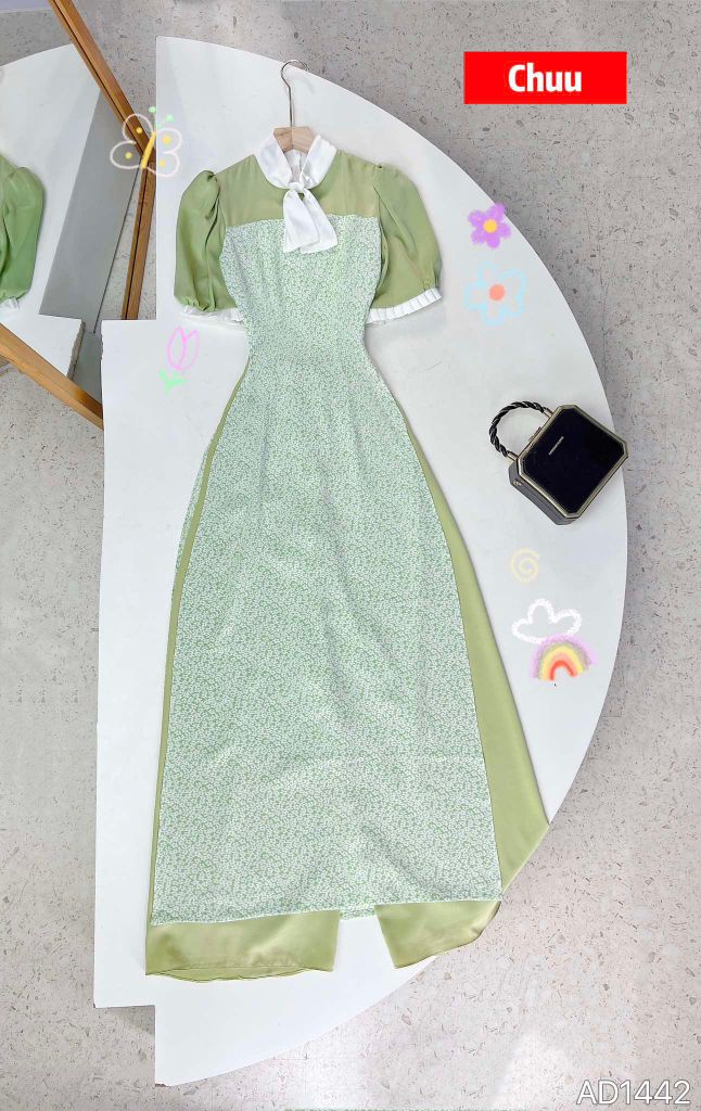 Áo Dài Khăn Quàng Chunly AD1442 (áo lẻ)