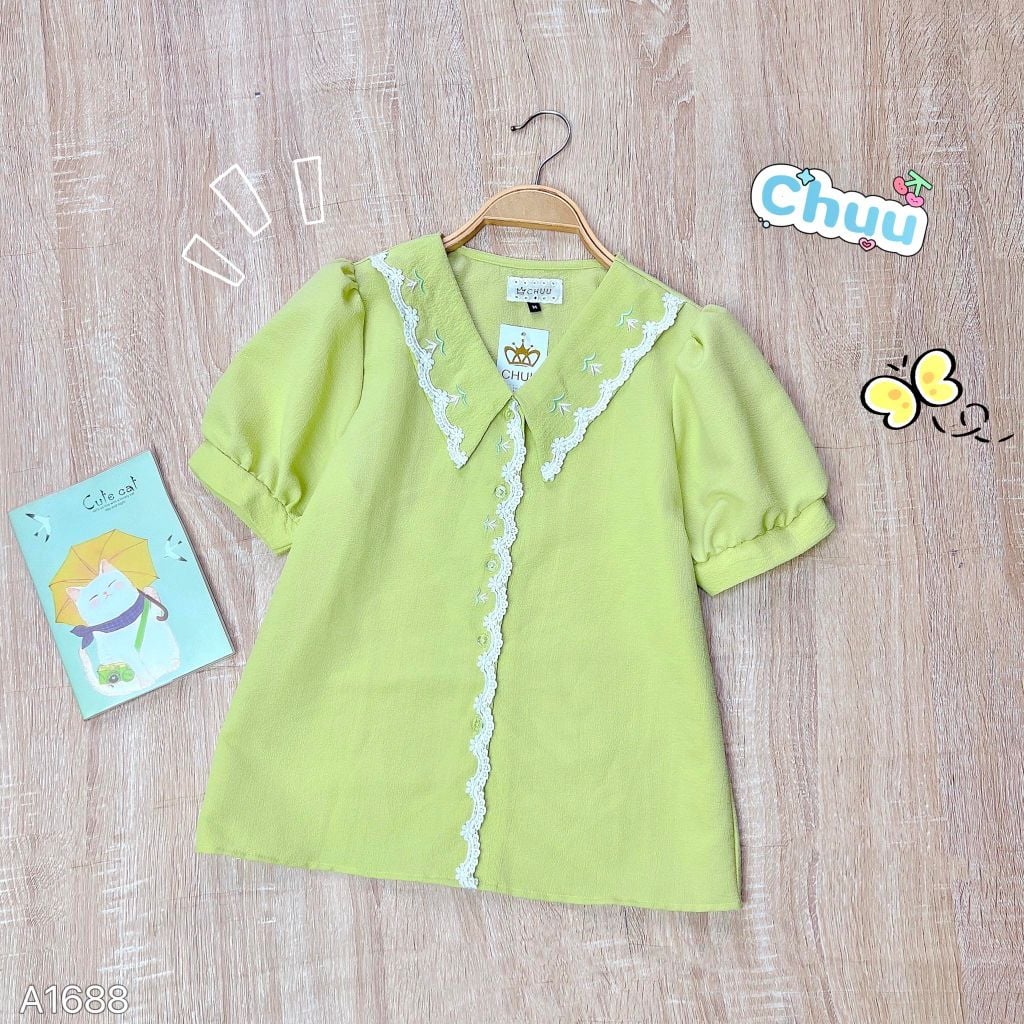 Áo Sơ Mi Xốp Thêu Cỏ Lá AT9002.1688