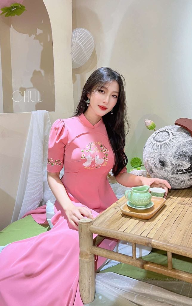 Áo Dài Thỏ Trắng Uyên Ương AD9001.1444 (áo lẻ)