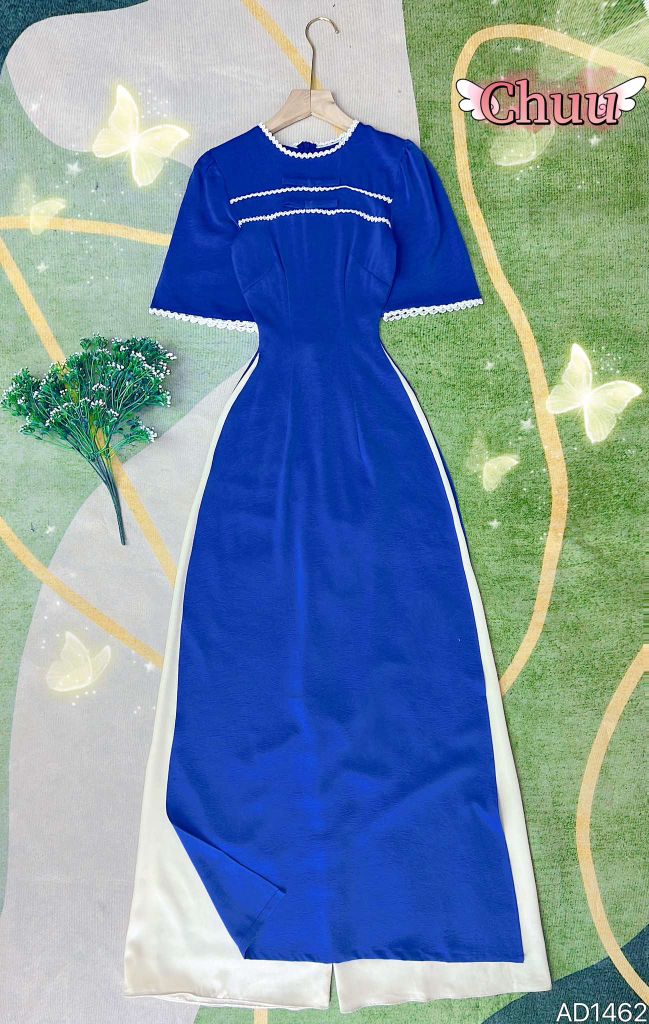 Áo Dài Tằm Gãy Nơ Twins AD1462 (áo lẻ)