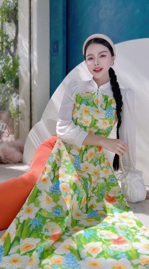 Áo Dài Chuồn Chuồn Xòe Cánh AD9002.1351 (áo lẻ)