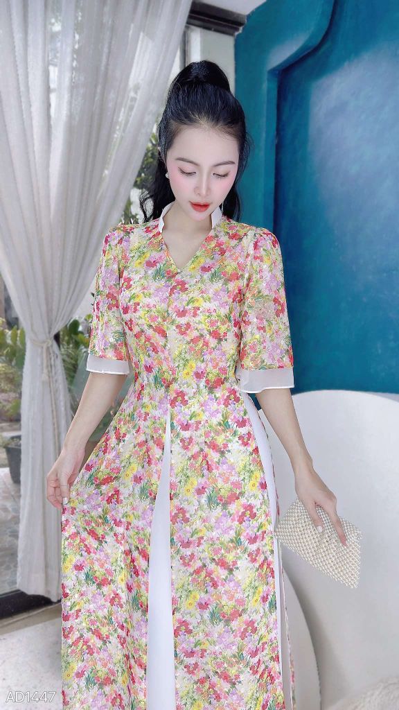 Áo Dài 4 Tà Cổ Y AD9003.1447 (áo lẻ)