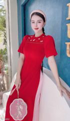 Áo Dài Thêu Nhụy Hồng AD1452 (áo lẻ)
