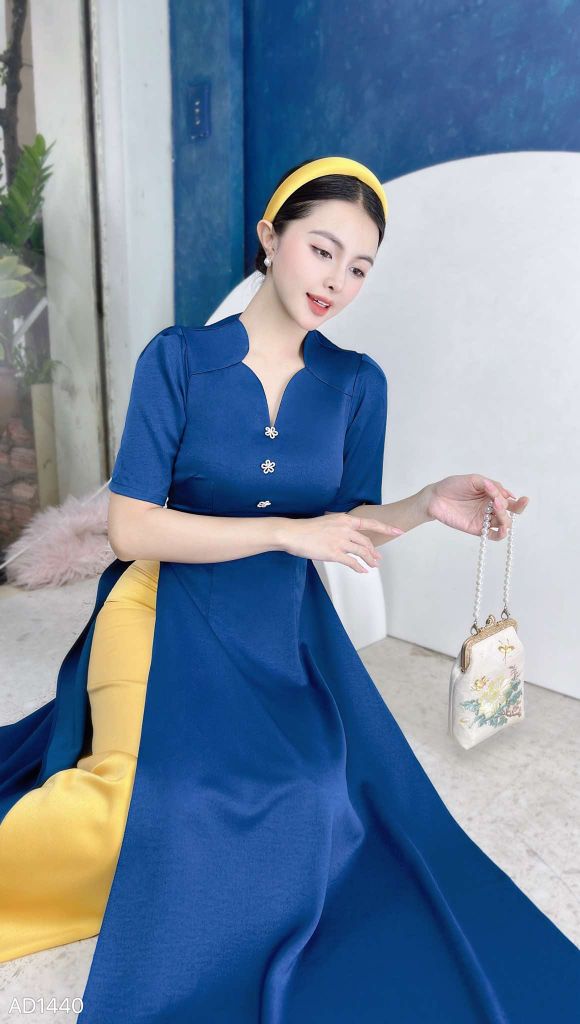 Áo Dài Cổ M Cát Nhung AD1440 (áo lẻ)