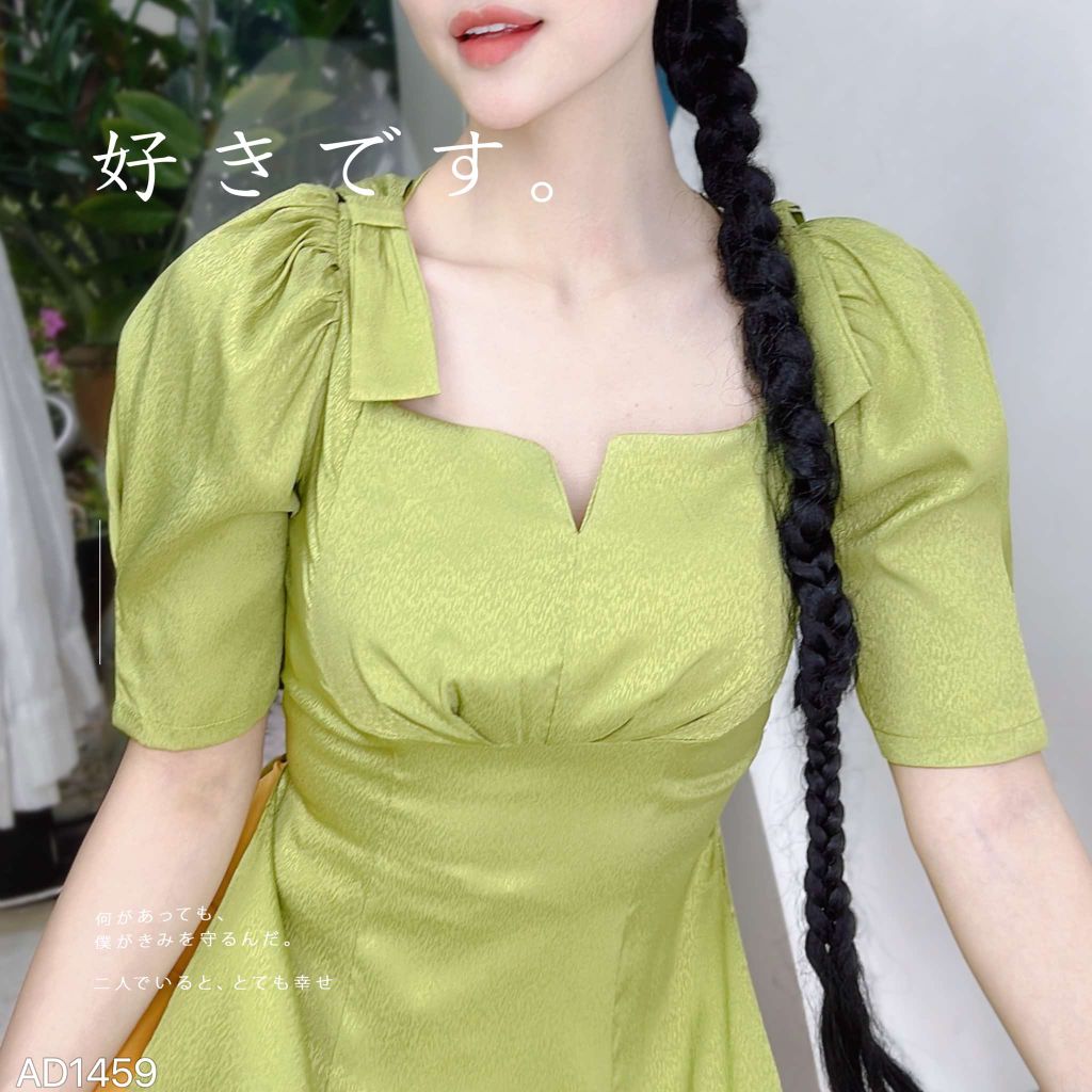 Áo Dài Vân Gỗ Vai Nơ AD9001.1459 (áo lẻ)