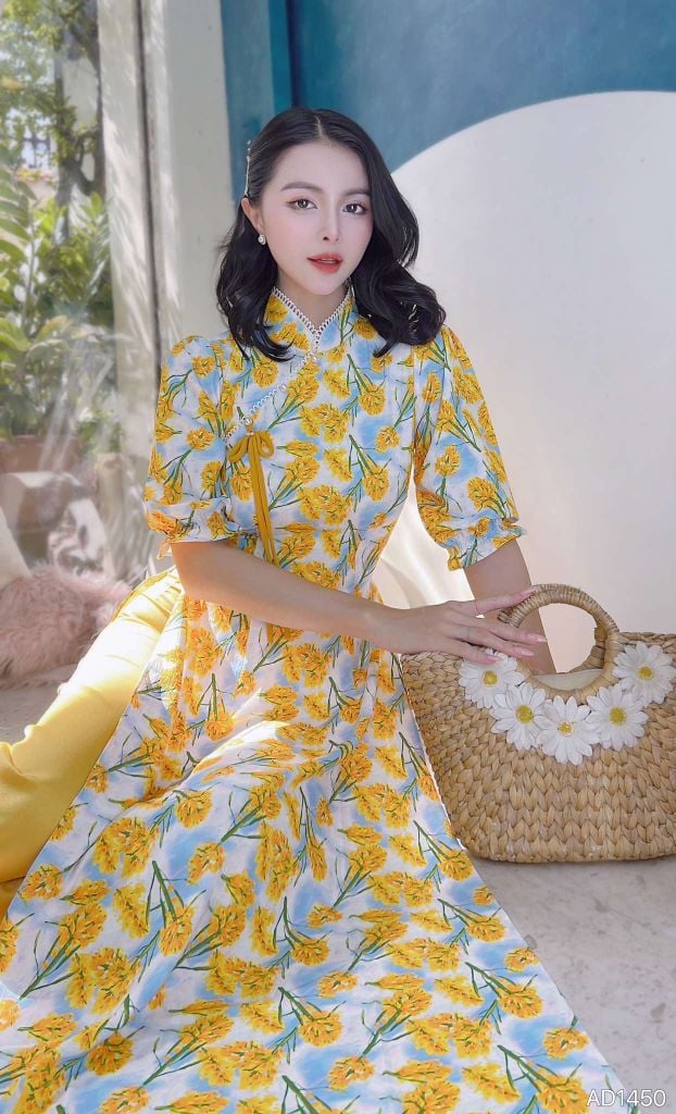 Áo Dài Ren Chữ UUUU AD1450 (áo lẻ)