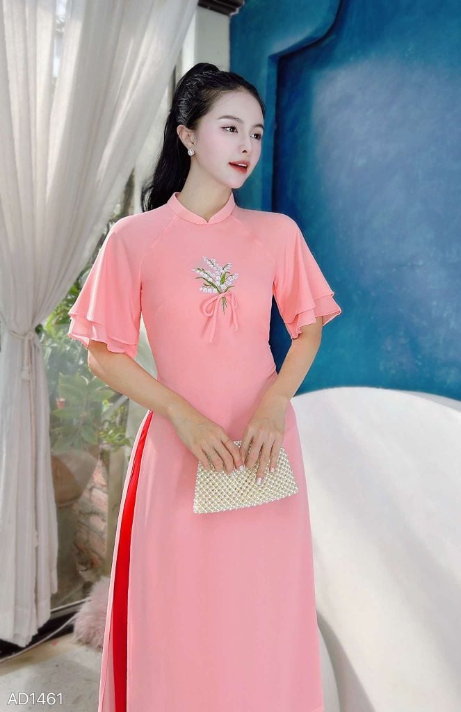 Áo Dài 4 Tà Linh Lan Cột Nơ AD9003.1461 (áo lẻ)