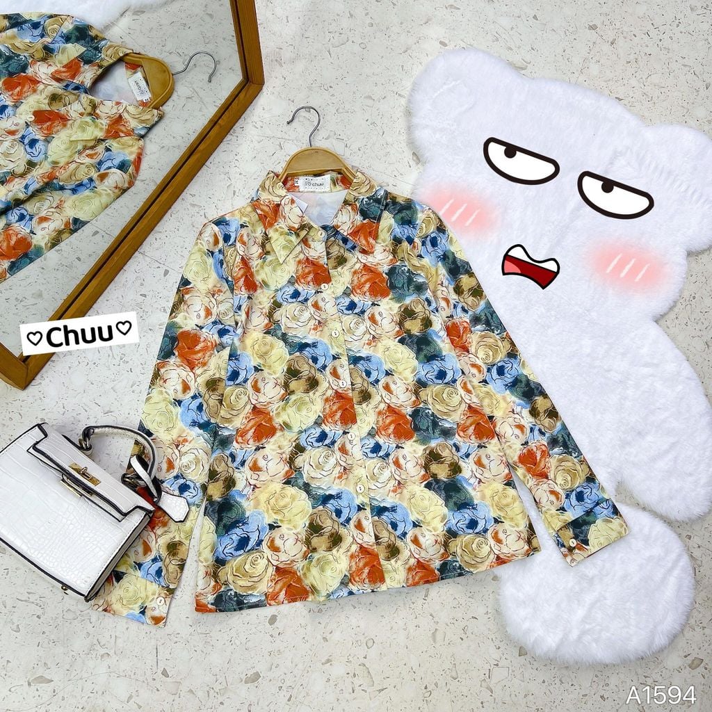 Áo Sơ Mi TD Họa Tiết Lụa 100D A1594