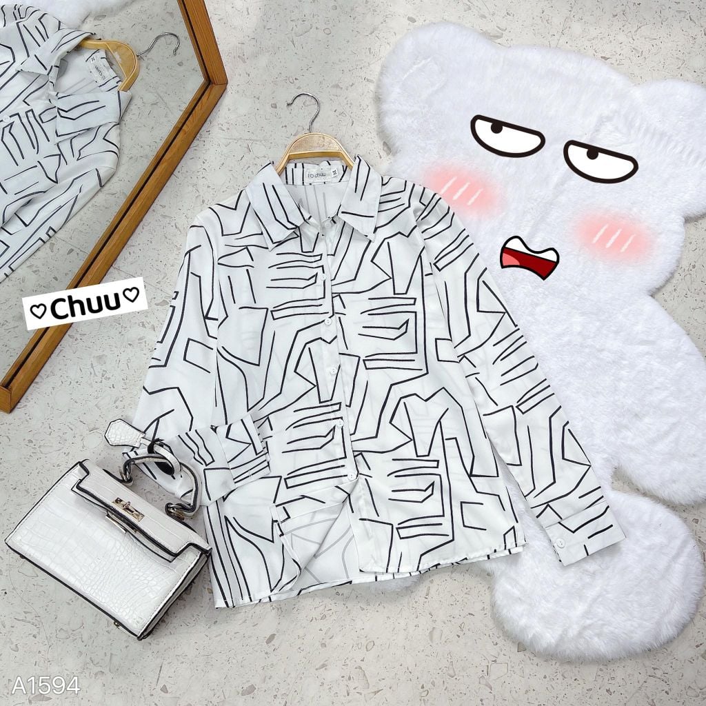 Áo Sơ Mi TD Họa Tiết Lụa 100D A1594