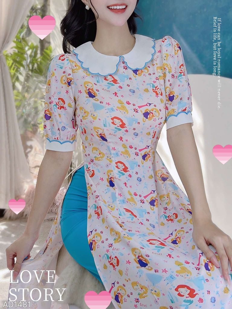 Áo Dài Cổ Mây Disney AD1481 (áo lẻ)