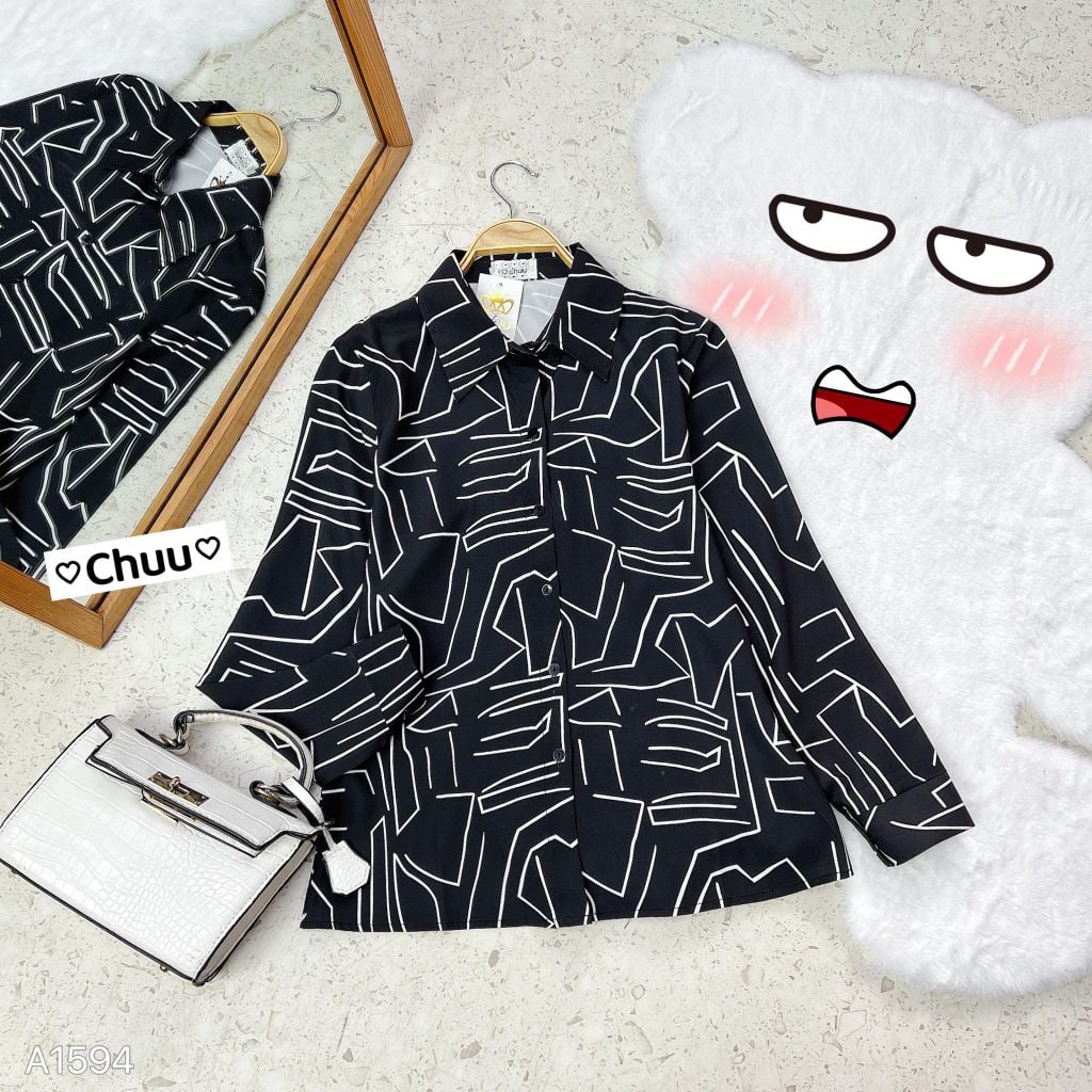 Áo Sơ Mi TD Họa Tiết Lụa 100D A1594