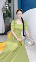 Áo Dài Vân Gỗ Vai Nơ AD1459 (áo lẻ)