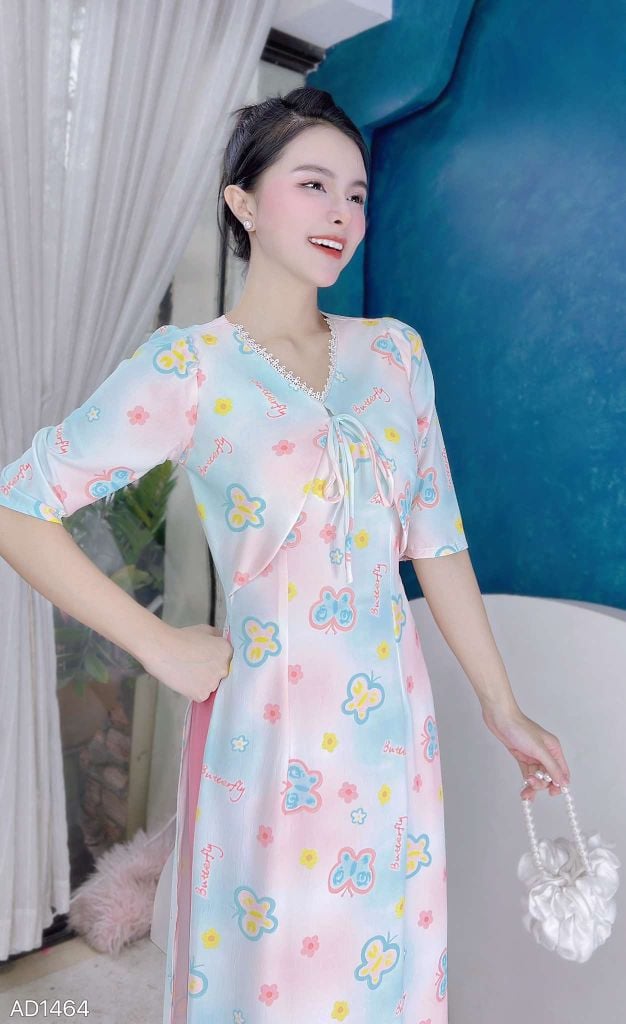Áo Dài Giả Khoát Cột Nơ AD1464 (áo lẻ)