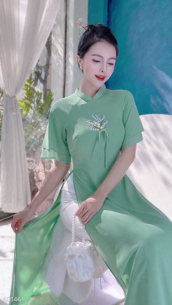Áo Dài 4 Tà Linh Lan Cột Nơ AD9003.1461 (áo lẻ)