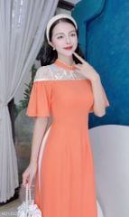 Áo Dài 4 Tà Lá Thêu AD9003.1492 (áo lẻ)