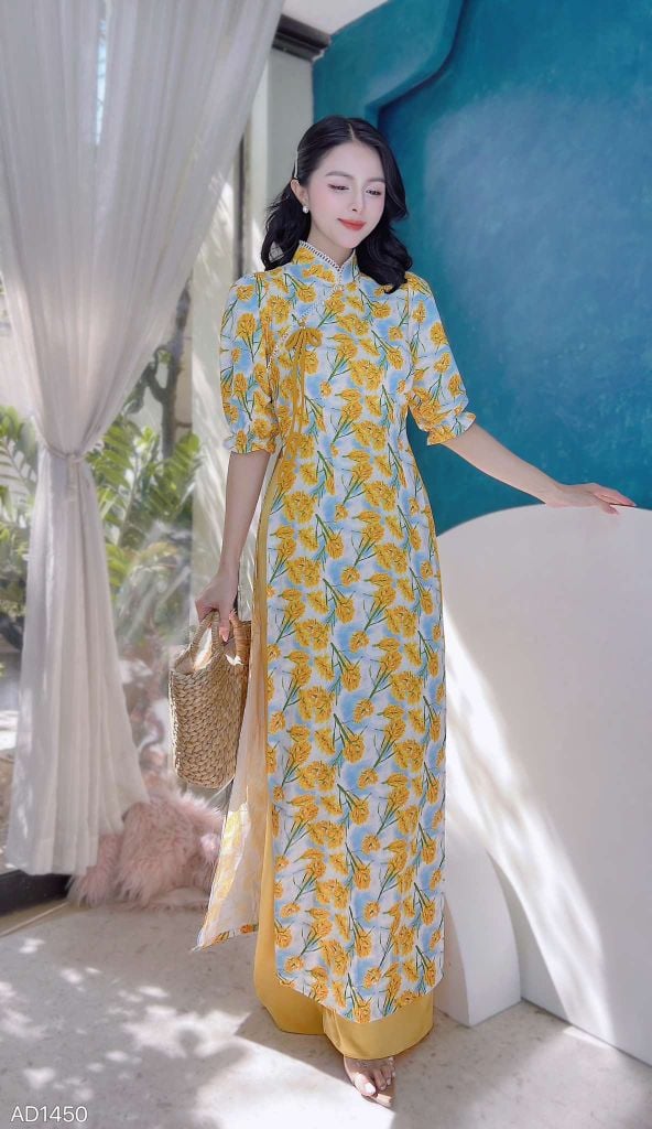 Áo Dài Ren Chữ UUUU AD1450 (áo lẻ)