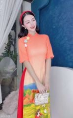 Áo Dài Cô Gái Hà Lan AD1478 (áo lẻ)