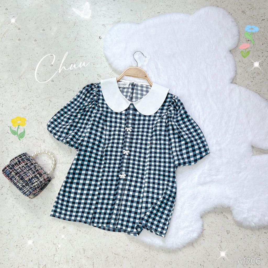 Áo Ô Cổ Sen Nút Nơ A9002.1706