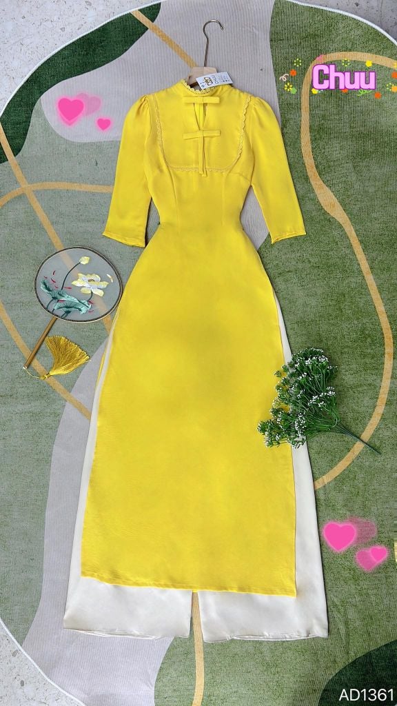 Áo Dài Cổ Trụ Nơ Đôi AD1361 (áo lẻ)