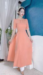 Áo Dài Tằm Gãy Nơ Twins AD1462 (áo lẻ)