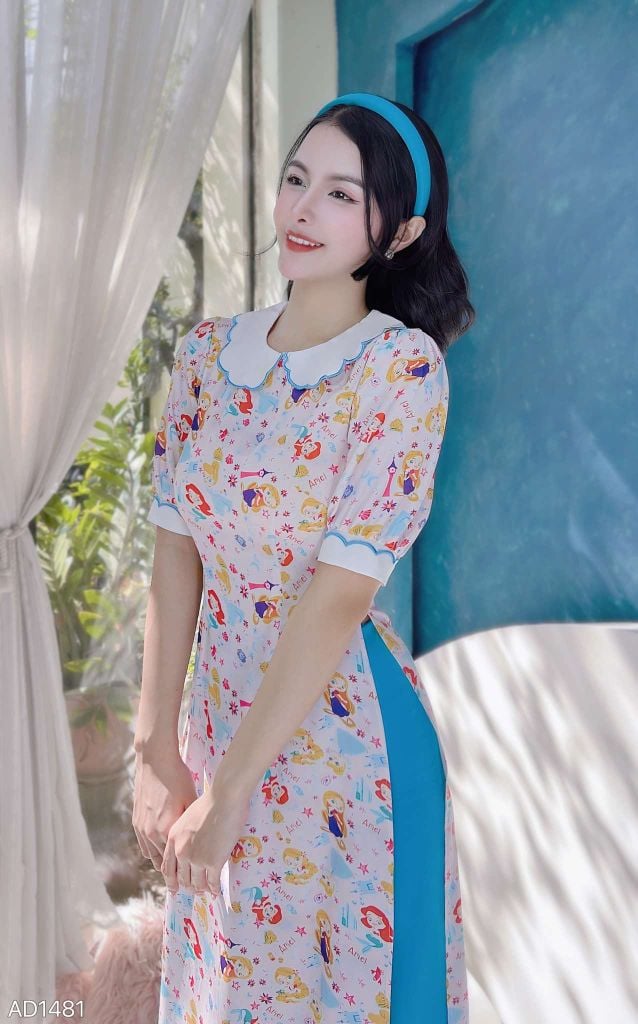 Áo Dài Cổ Mây Disney AD1481 (áo lẻ)