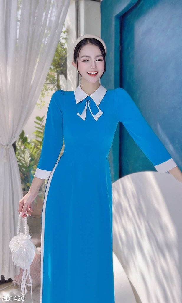 Áo Dài Nơ Trơn Đôi AD1420 (áo lẻ)