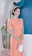 Áo Dài Tằm Gãy Nơ Twins AD1462 (áo lẻ)