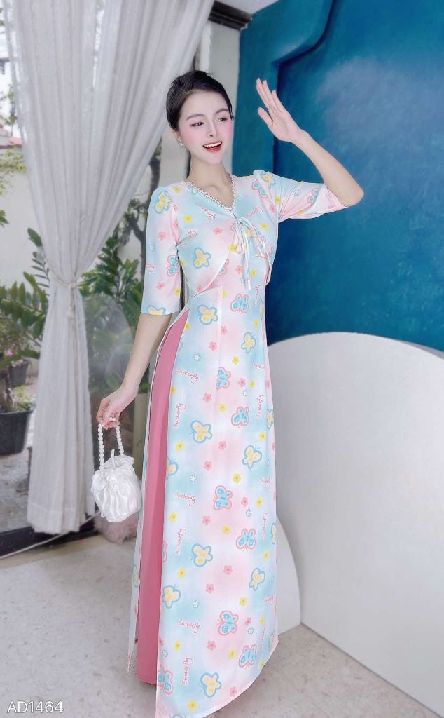 Áo Dài Giả Khoát Cột Nơ AD1464 (áo lẻ)