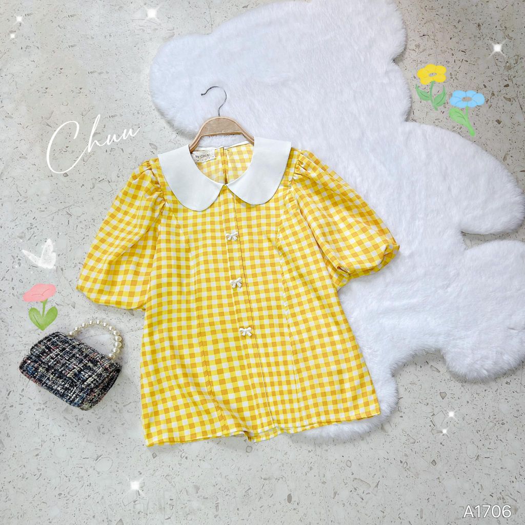 Áo Ô Cổ Sen Nút Nơ A9002.1706