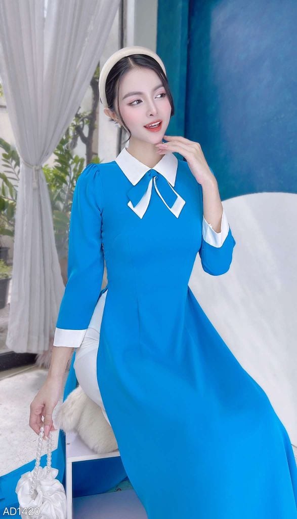 Áo Dài Nơ Trơn Đôi AD1420 (áo lẻ)