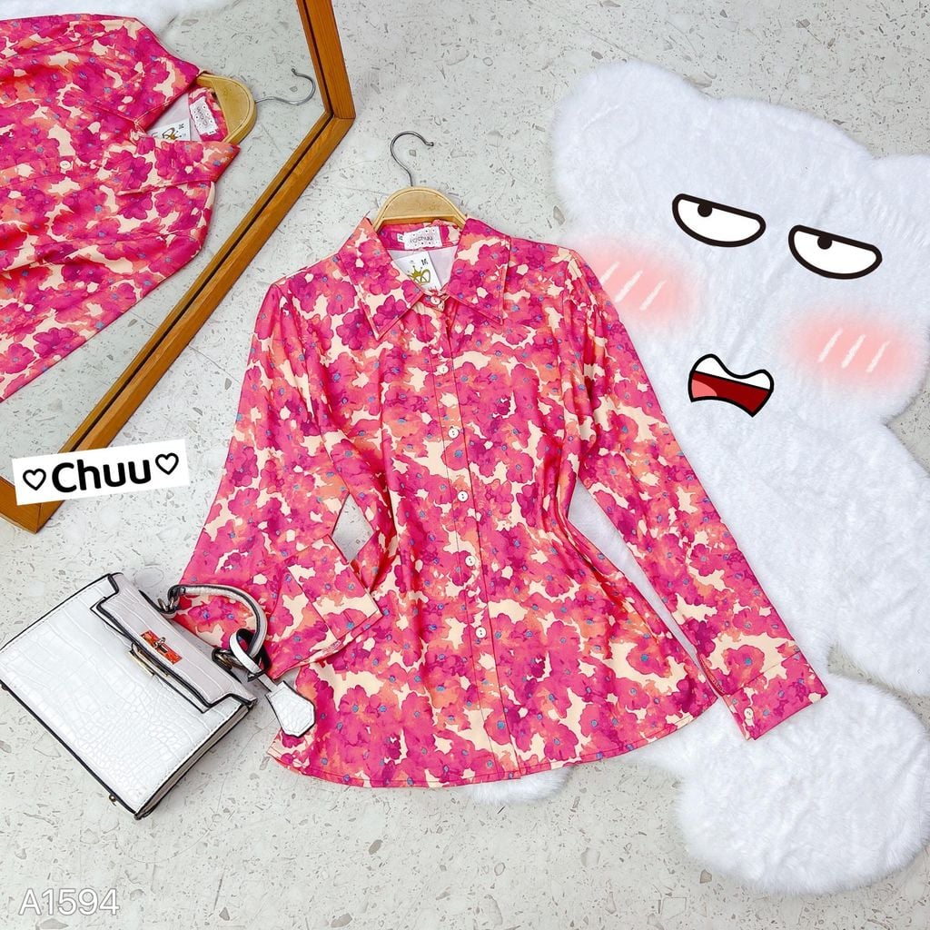 Áo Sơ Mi TD Họa Tiết Lụa 100D A1594