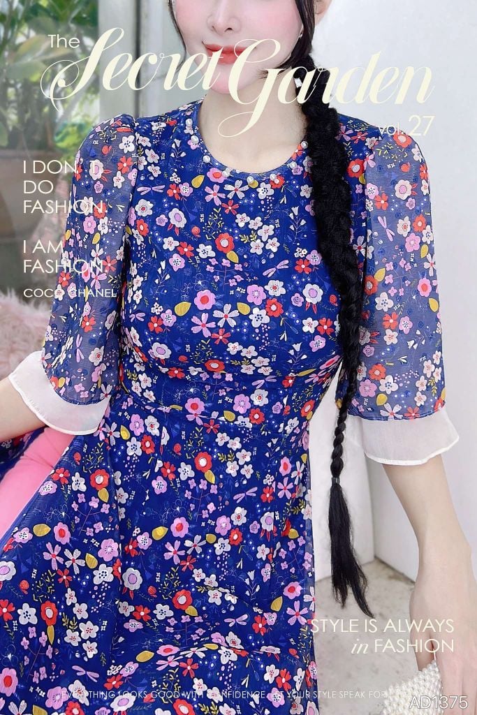 Áo Dài 4 Tà Hoa Ánh Kim AD9003.1375 (áo lẻ)