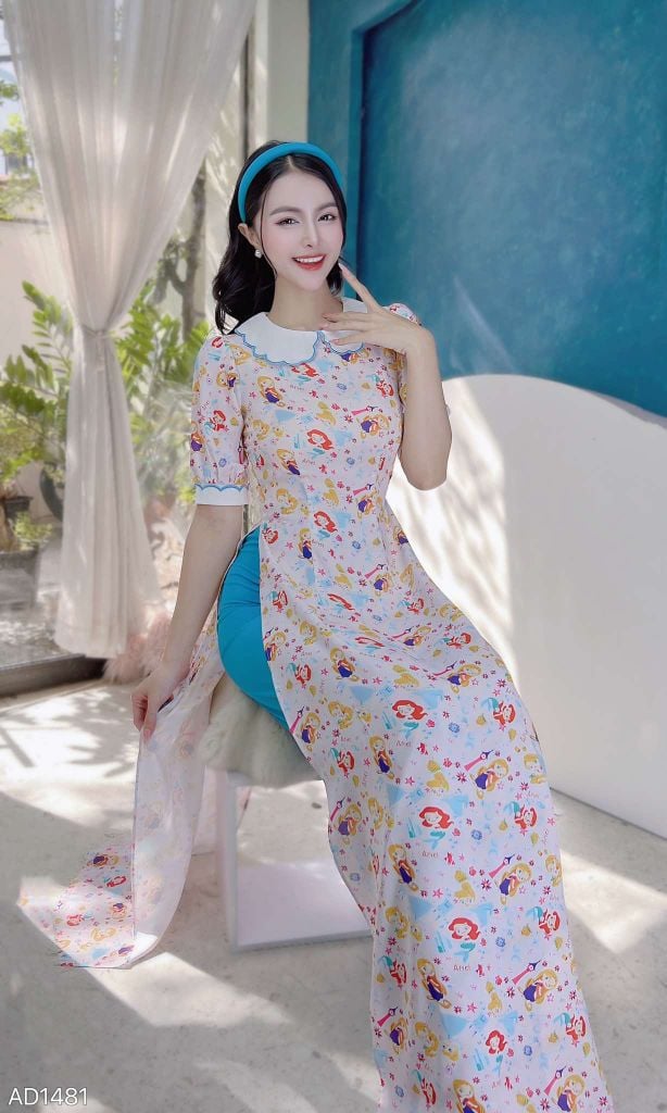 Áo Dài Cổ Mây Disney AD1481 (áo lẻ)
