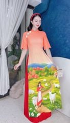 Áo Dài Cô Gái Hà Lan AD1478 (áo lẻ)