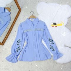 Áo Sơ Mi Tay Hoa Đỗ Quyên A1623