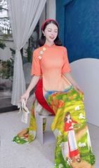 Áo Dài Cô Gái Hà Lan AD1478 (áo lẻ)