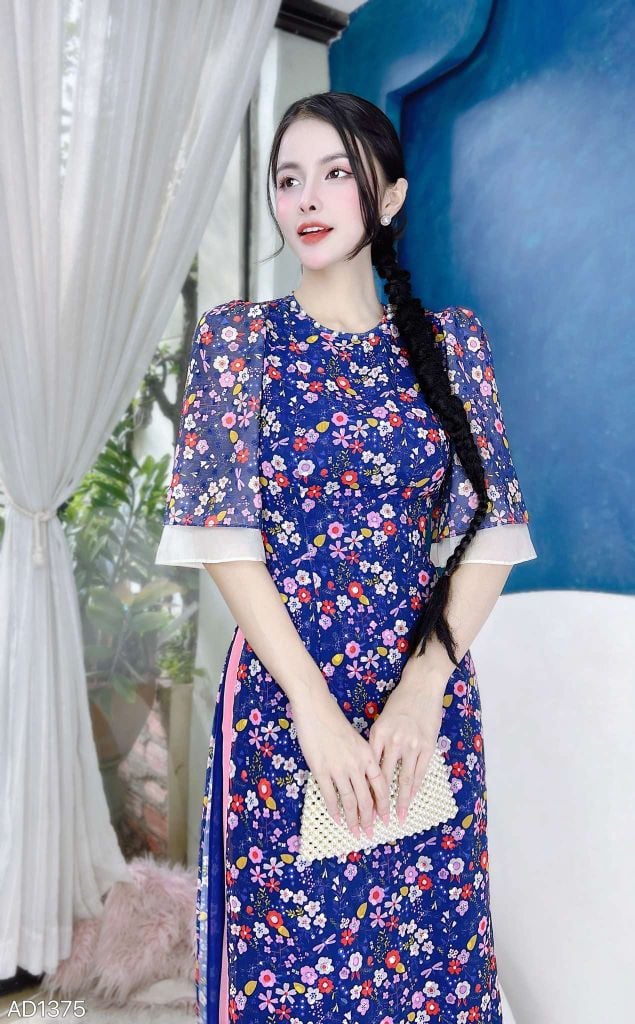 Áo Dài 4T Hoa Ánh Kim AD1375 (áo lẻ)