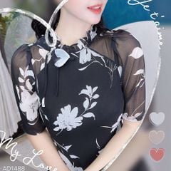 Áo Dài 4 Tà Nơ Vuông Thanh Nhã AD9003.1488 (áo lẻ)