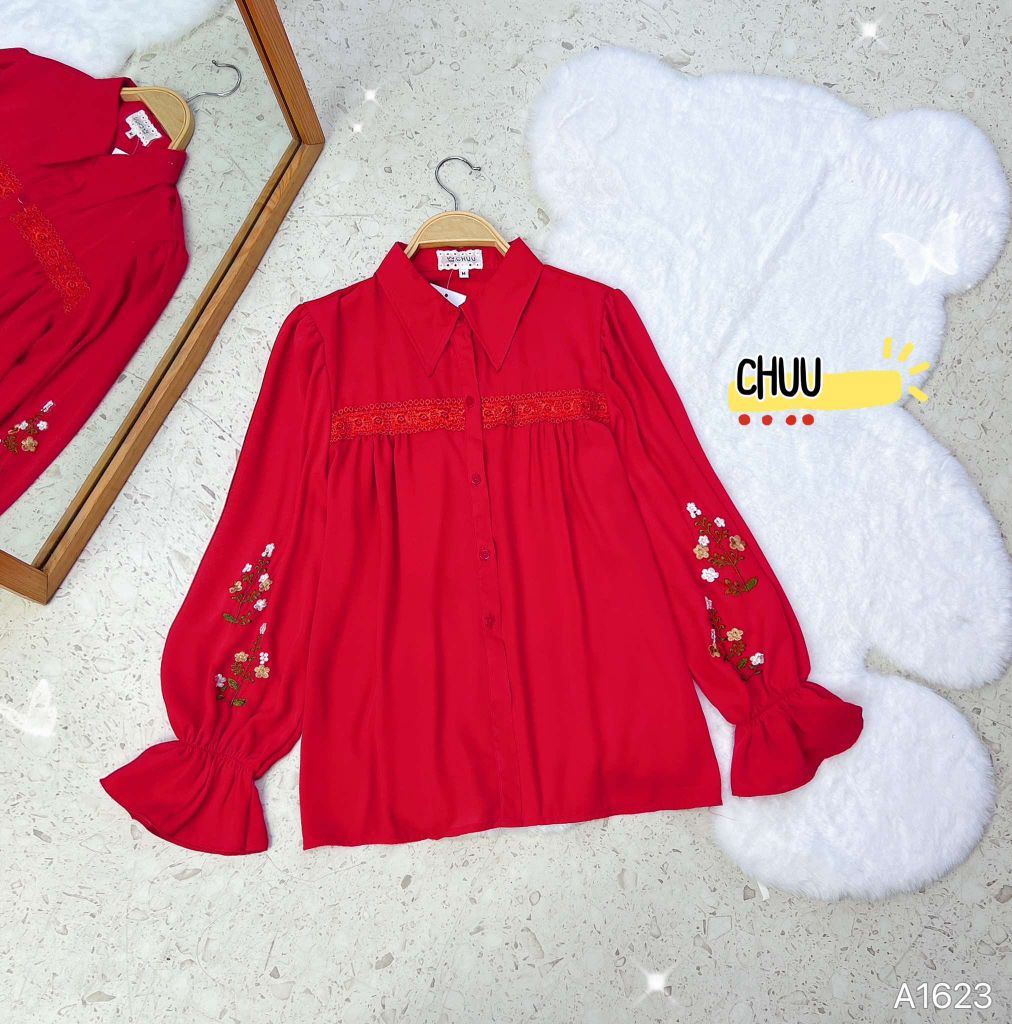 Áo Sơ Mi Tay Hoa Đỗ Quyên A1623
