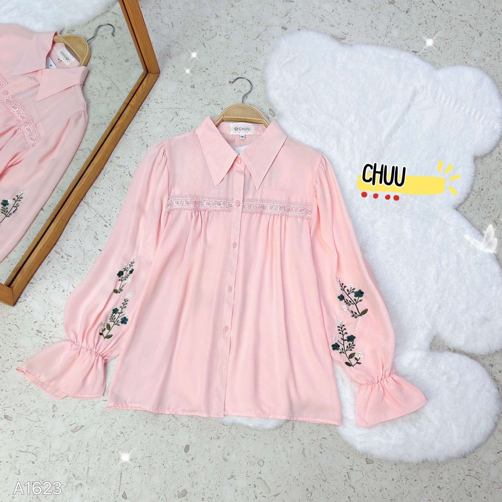 Áo Sơ Mi Tay Hoa Đỗ Quyên A1623