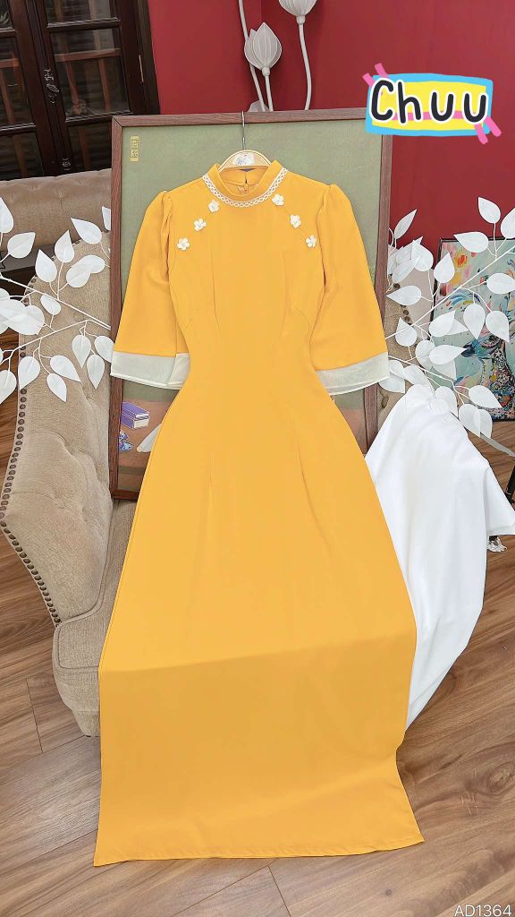 Áo Dài Mango Hoa Dừa AD1364 (áo lẻ)