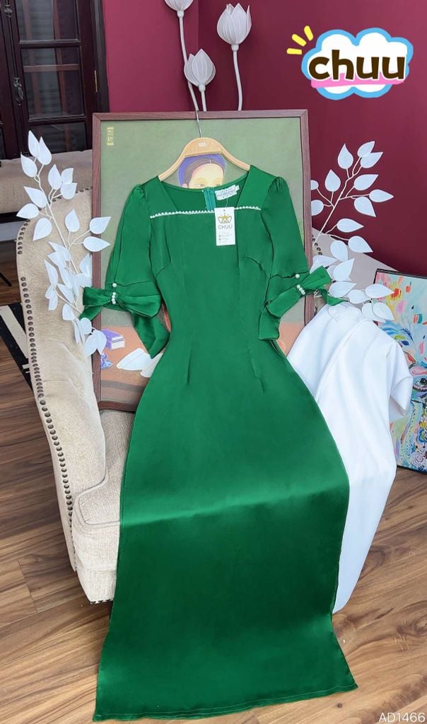 Áo Dài Cổ Vuông Ngọc Chỉ AD1466 (áo lẻ)