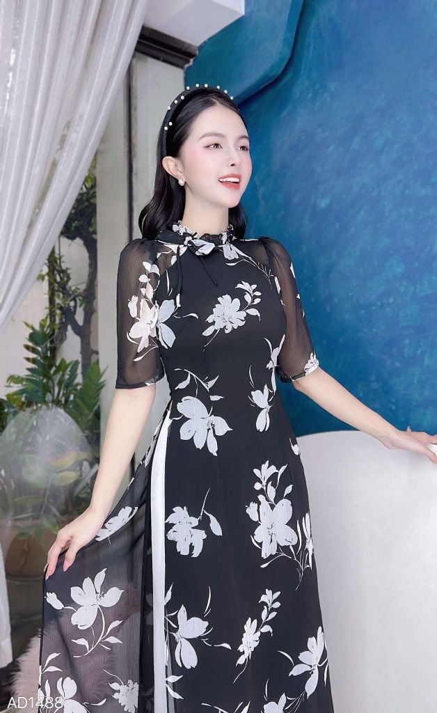 Áo Dài 4 Tà Nơ Vuông Thanh Nhã AD9003.1488 (áo lẻ)