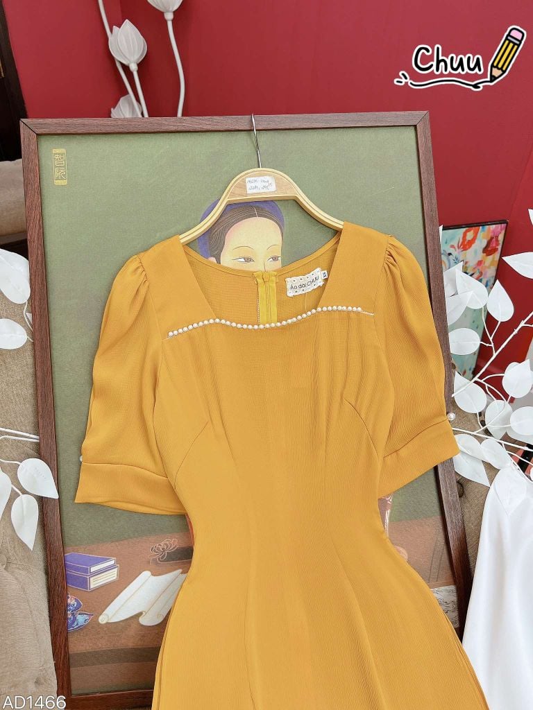 Áo Dài Cổ Vuông Ngọc Chỉ AD1466 (áo lẻ)
